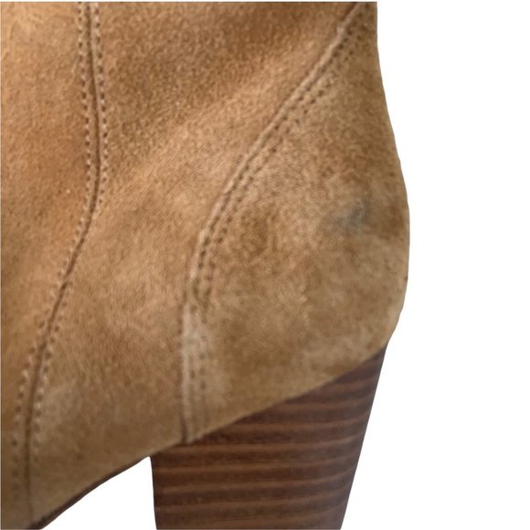 JOIE Tan Ankle Bootie 10 Western Side Zip High Heel Boot Suede Sexy Soft Brown - Picture 8 of 8
